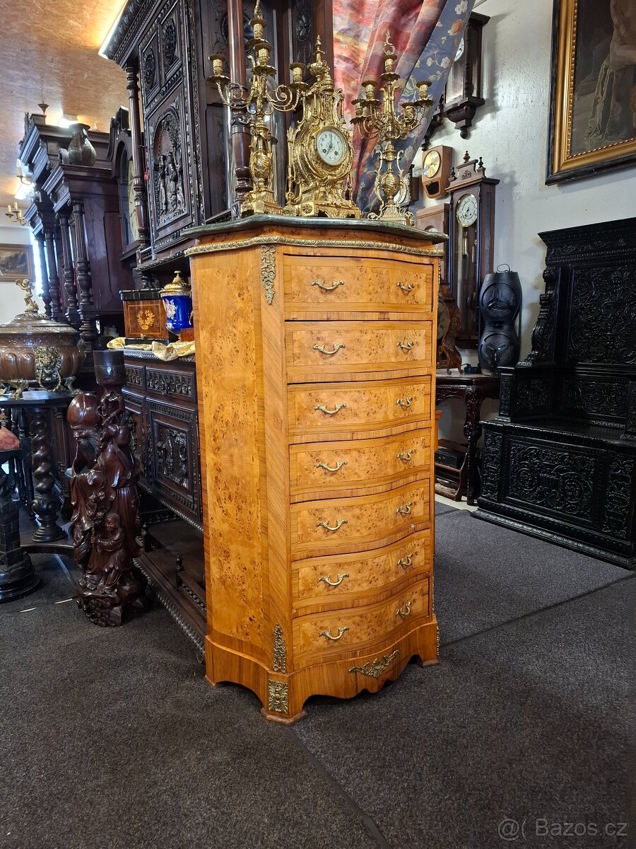 Starožitná šuplíková komoda s mramorem - 10