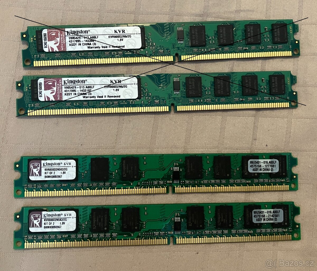 Paměti RAM do PC, typu DDR, DDR2 a DDR3, uvedená cena je za - 10