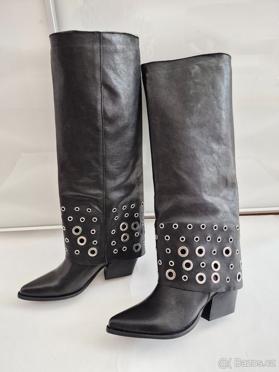 Nové dámské kožené vysoké kozačky, velikost 38 a 39 - 10