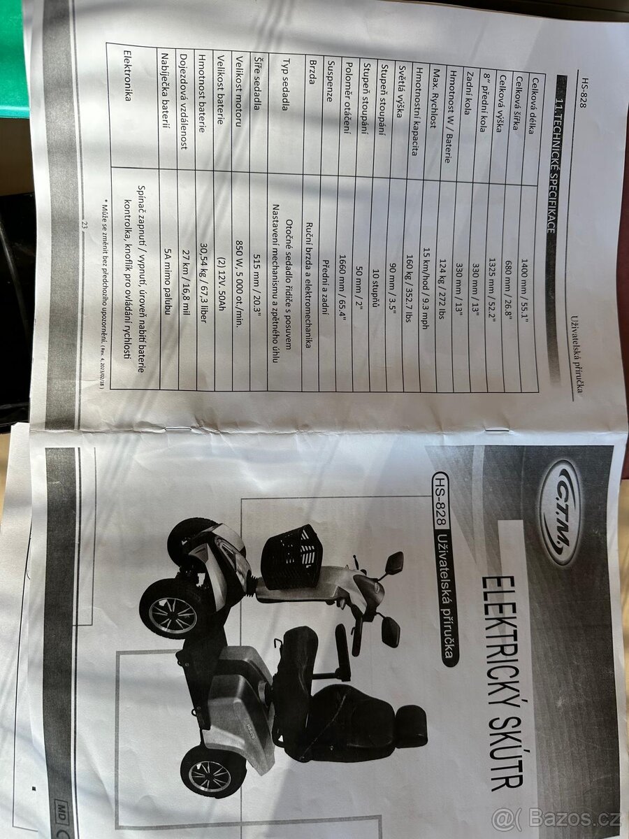 Nabízíme k prodeji elektrický skútr C.T.M HS-828 - 10