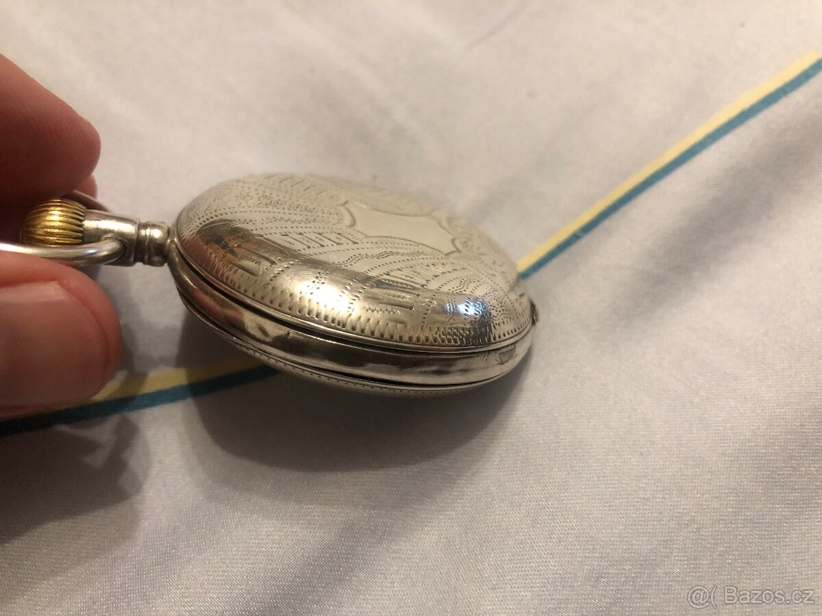 Stříbrné třipláštové kapesní hodinky jdoucí - 10