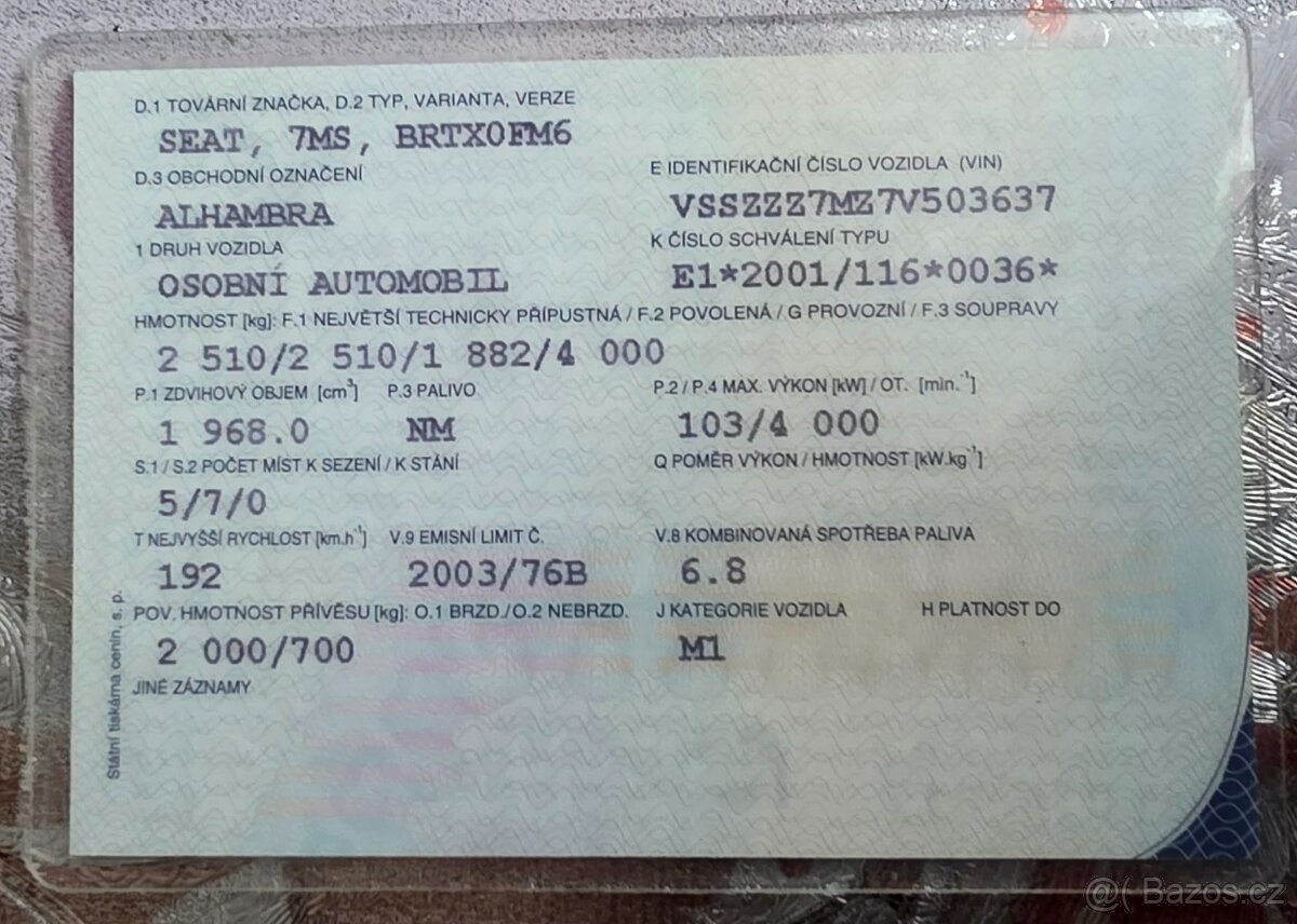 Seat Alhambra / 2006 / 103kW / NAFTA / 7.míst /STK do 11/26. - 10