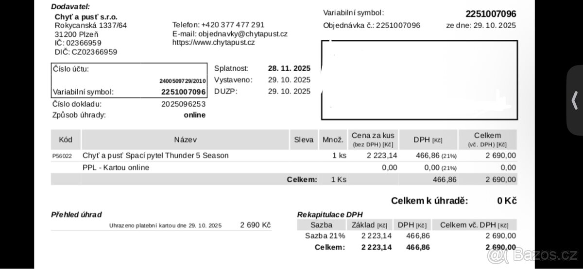 Spací pytel Thunder 5 Season, -13°C, Zánovní - 10