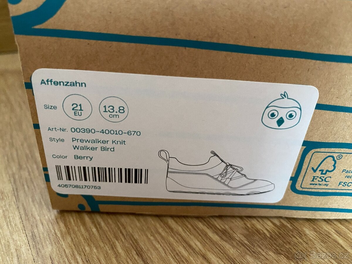 Barefoot tenisky Affenzahn - Baby Knit Walker Bird růžové ve - 10