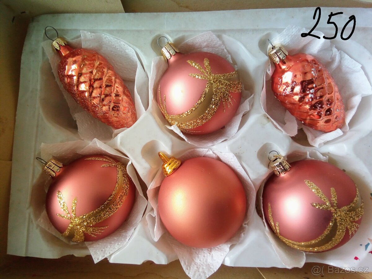 Vánoční ozdoby - staré, vánoční ozdoby, baňky , korálkové - 10