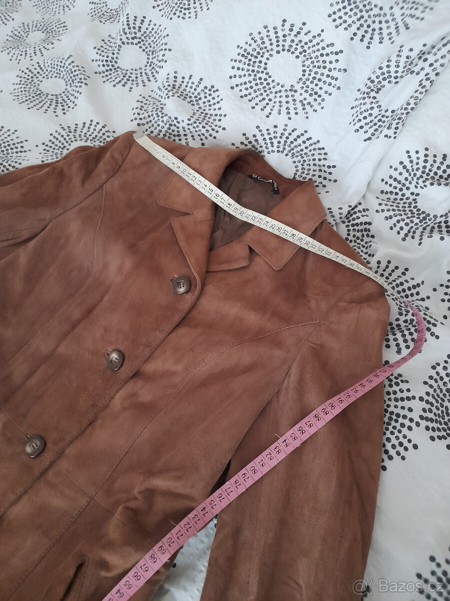Hnědý semišový kabát, vel. 42 - 10