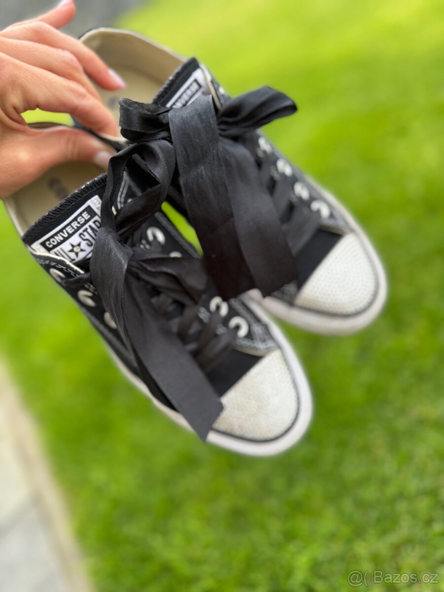 Luxusní, černé tenisky Converse s kamínky Swarovski - 10