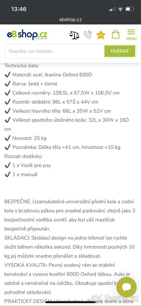 Kočár pro psa PawHut Quido černá + šedá - 10