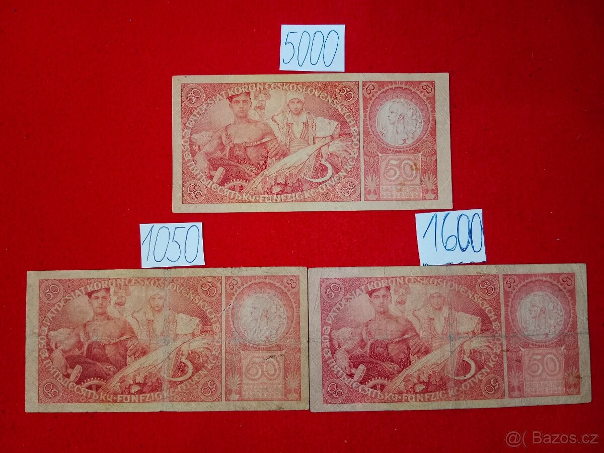 Československé bankovky třetí část ceny jsou za ks a na fotu - 10
