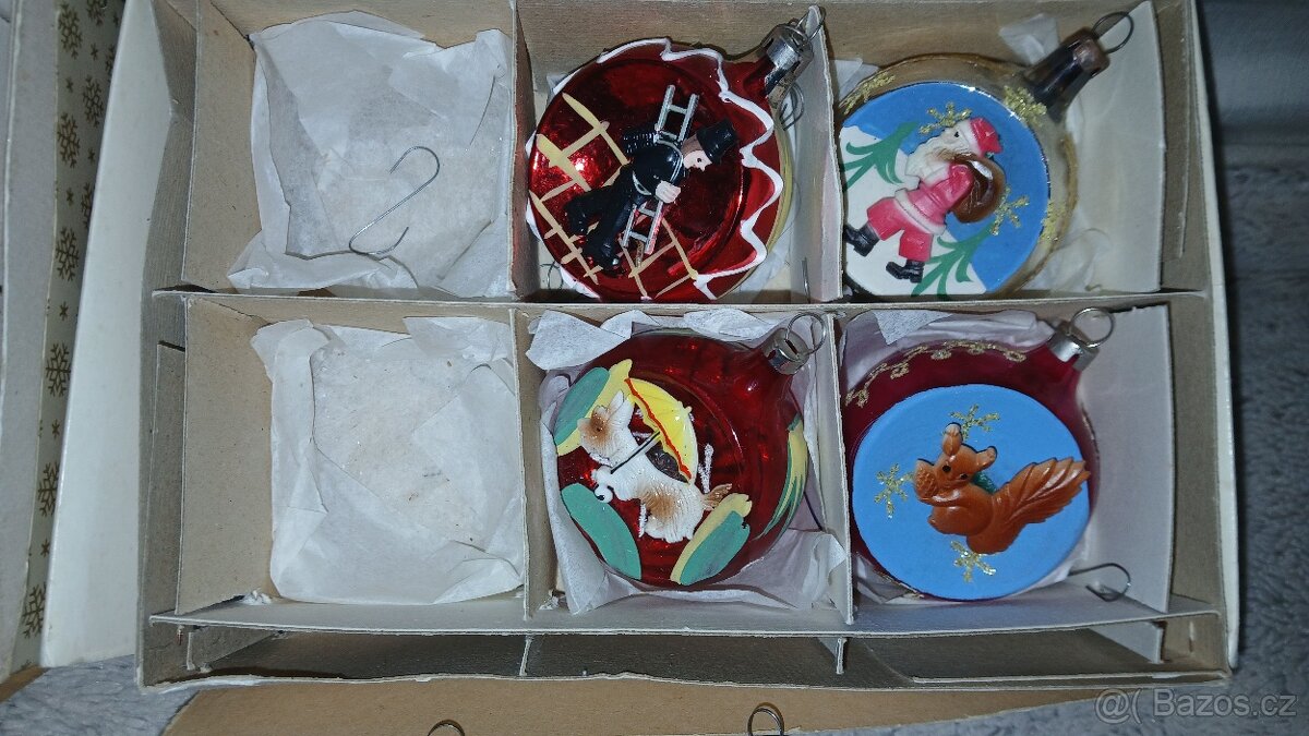 Staré Vánoční ozdoby - muchomůrky, ptáčci atd dle fotek - 10