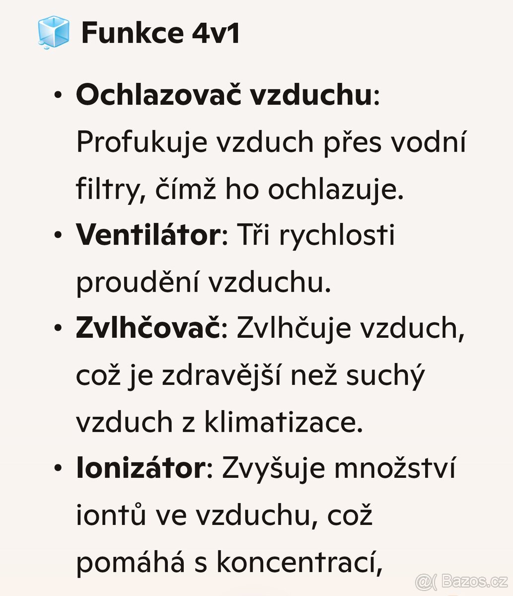 Ionizátor, zvlhčovač a chlazovač vzduchu 4 v 1 Concept - 10