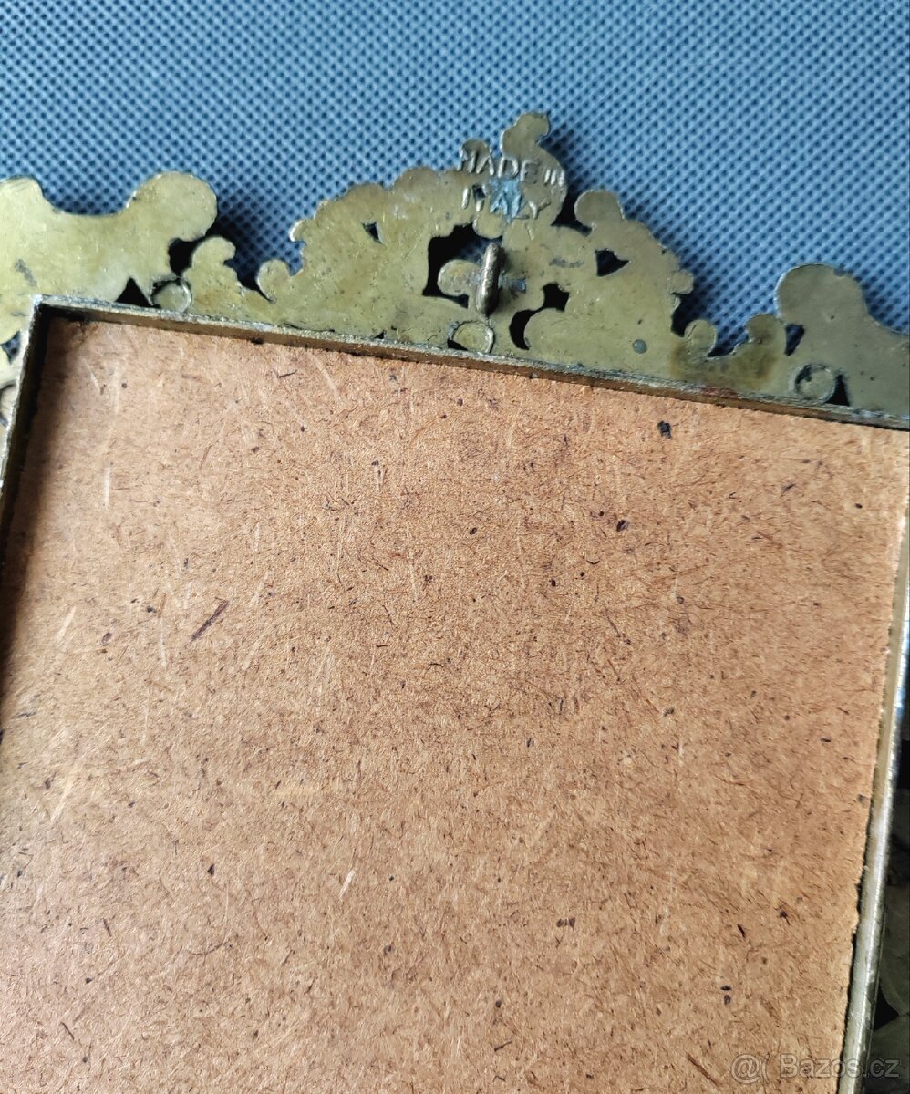 Nádherný obrázek na hedvábí v mosazném ramu (Itálie) - 10