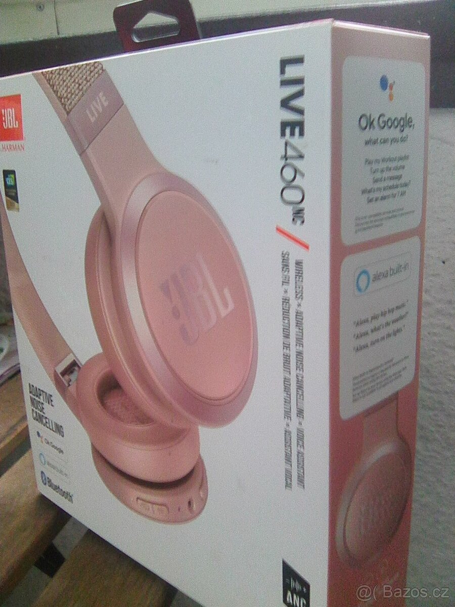Bezdrátová Bluetooth růžová nová sluchátka Live 460NC s JBL - 10