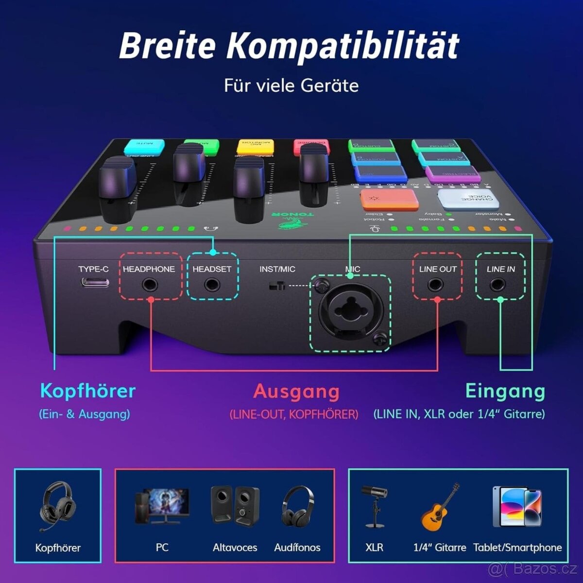 TONOR TX310, RGB audio mixér - 10