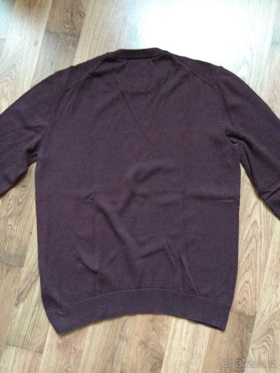 Nový pánský bavlněný svetr C&A - tmavě vínový, L - 10