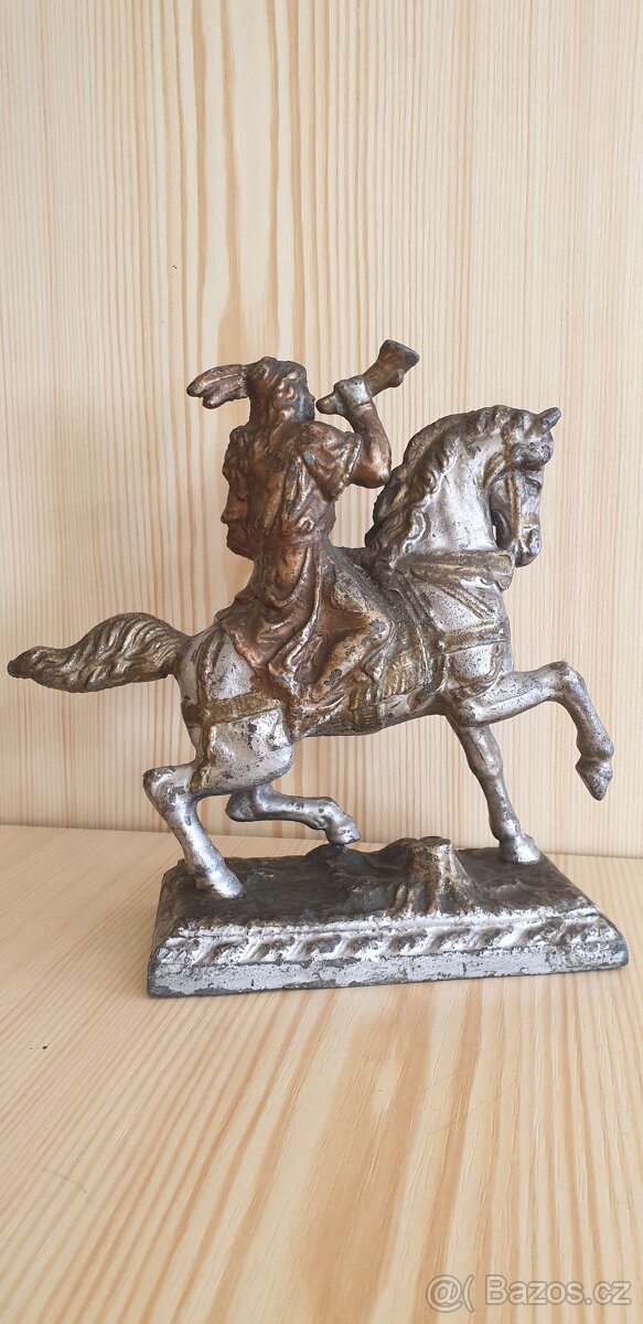 OLDŘICH NA KONI, UMĚLECKÁ PLASTIKA ORIGINÁL SOŠKA 1850-1899 - 10