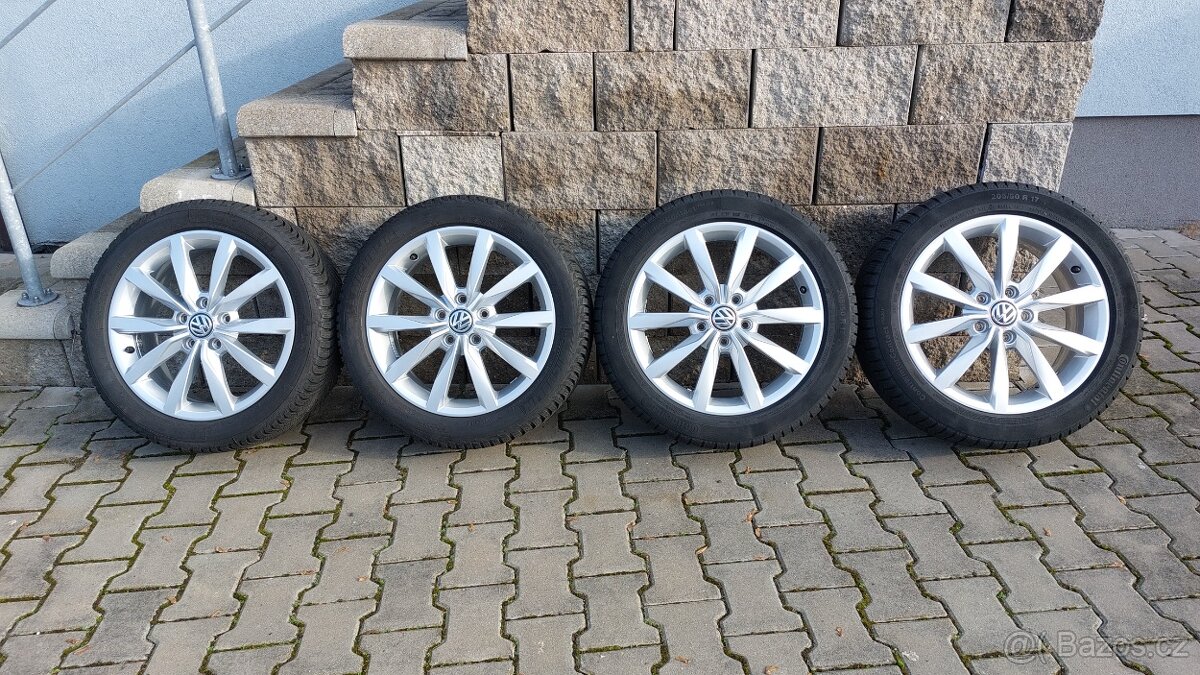Alu kola 5x112 r17 Dijon orig. Vw Golf VII - zimní pneu - 10