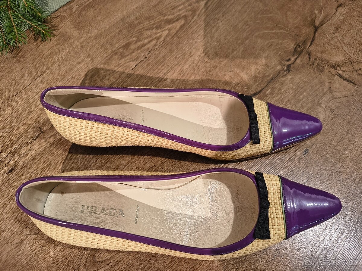 PRADA Raffia Colorblock Baleríny - Velikost 40 - 10