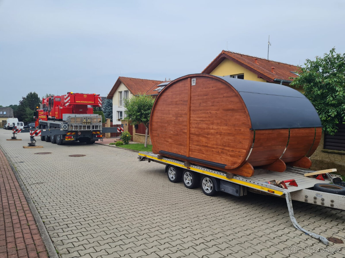 Venkovní finská oválná sauna s odpočívárnou - 10