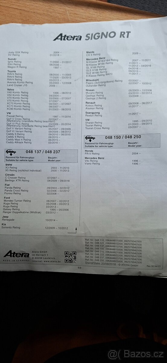 Střešní nosiče Atera Giro AF+, 4ks i s hagusy - 10