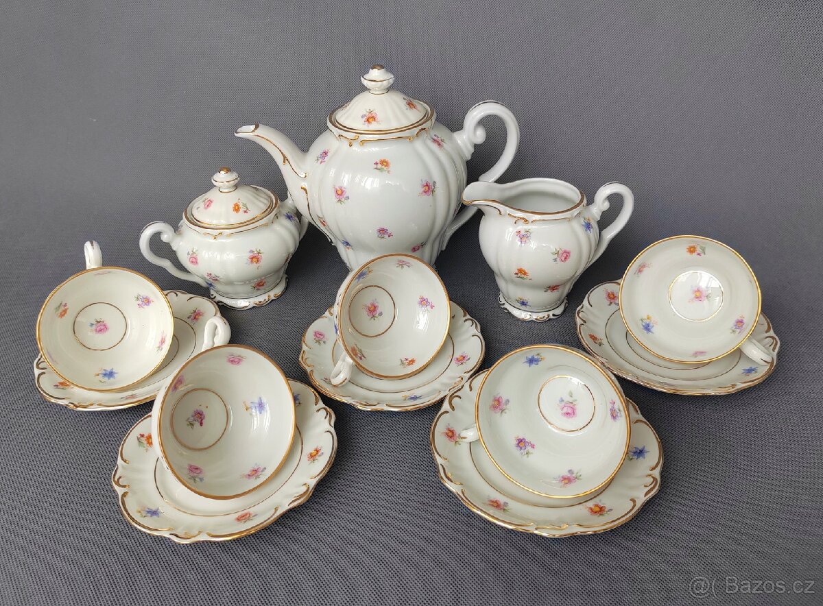 Úžasná porcelánová mokka souprava Otto Hädrich Witwe (OHW) - 10