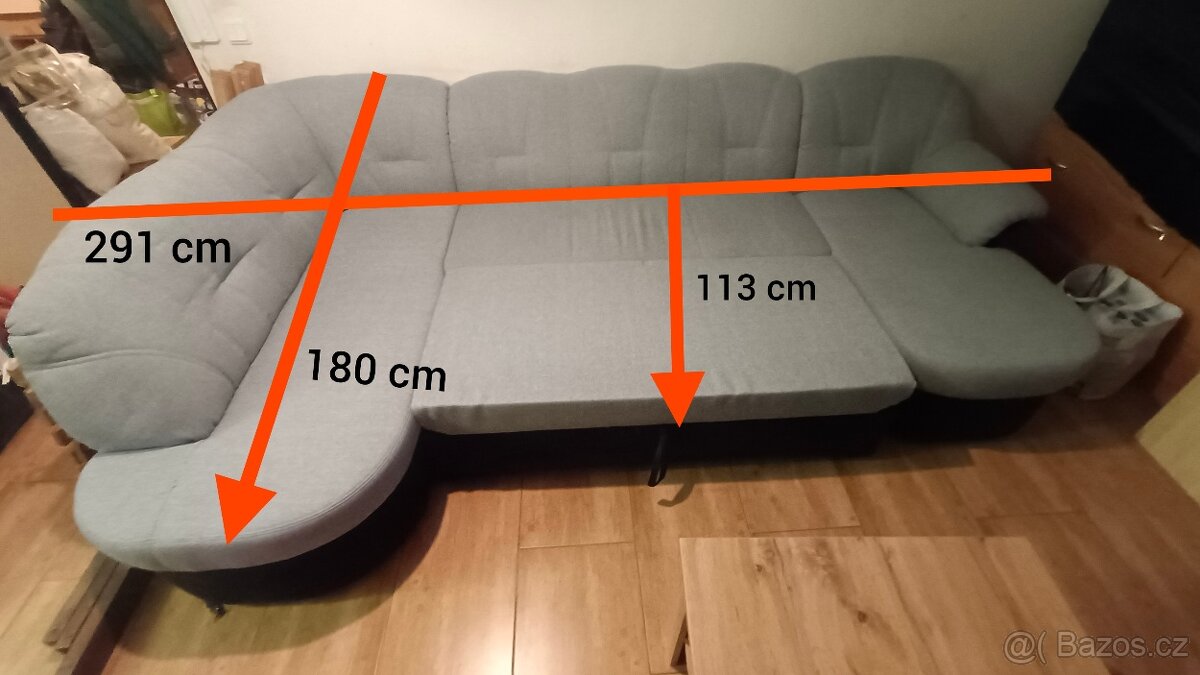 Rohová rozkládací sedačka do U - 10