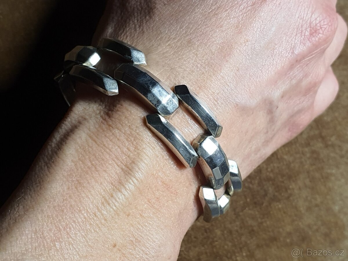 masivní stříbrný náramek, ART DECO - 10