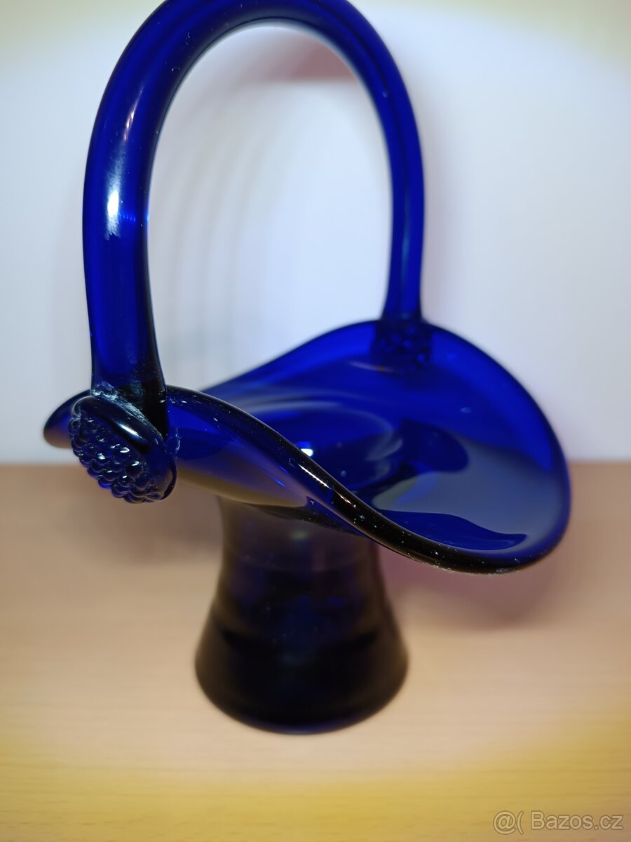 Skleněný košík - sklo cobalt modrý - 10