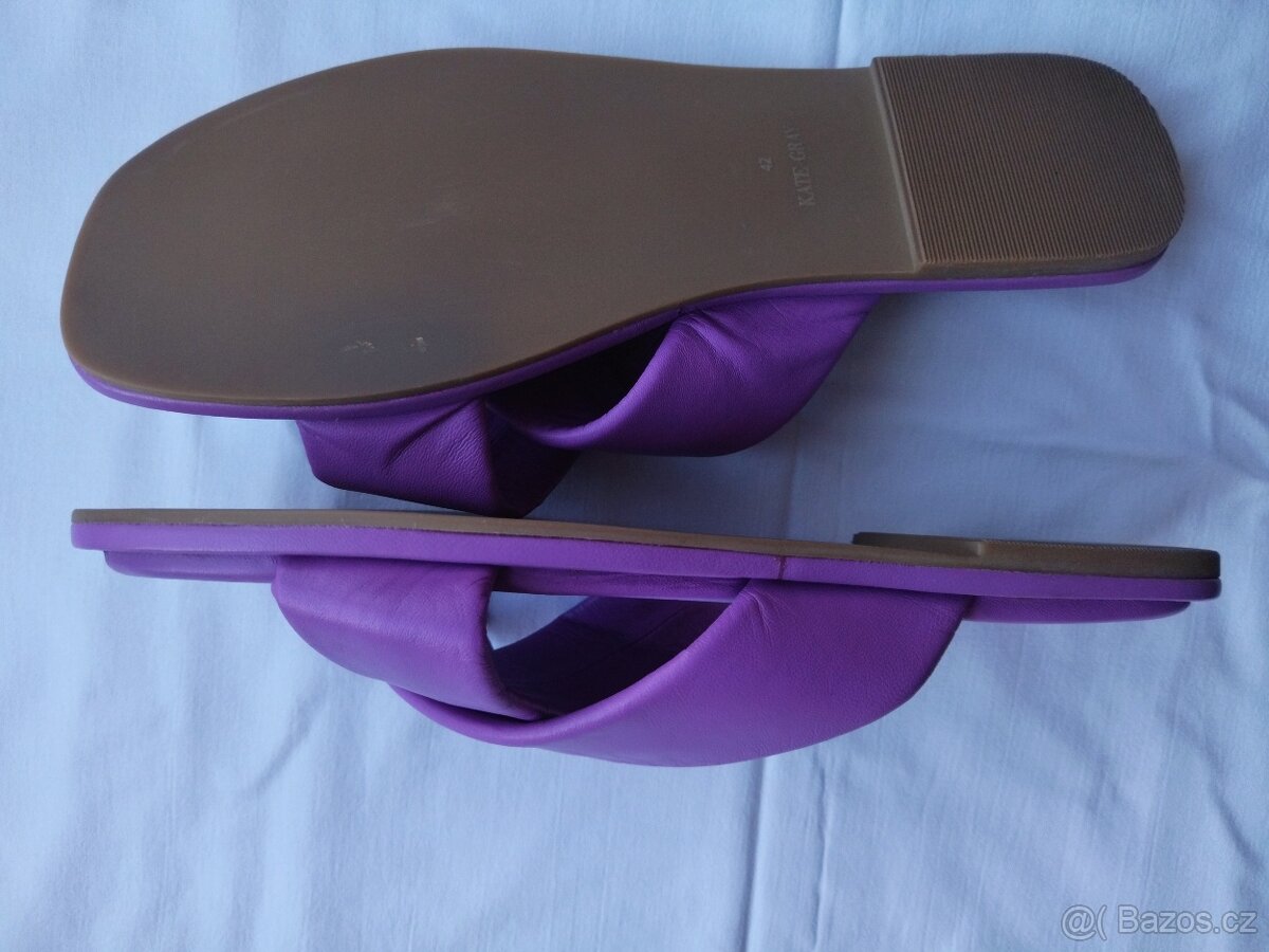 Letní nízké pantofle Kate Gray, fialová kůže, vel. 42 - 10
