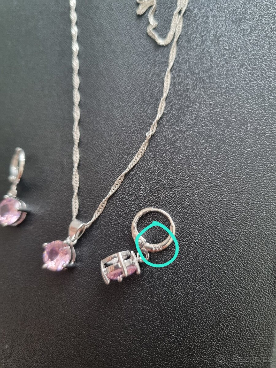 Nová dárková sada souprava šperků Růžové 925 - 10