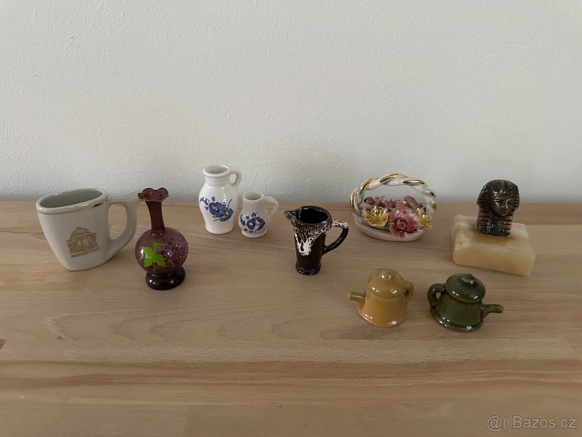 Retro miniatury + polička domeček. - 10