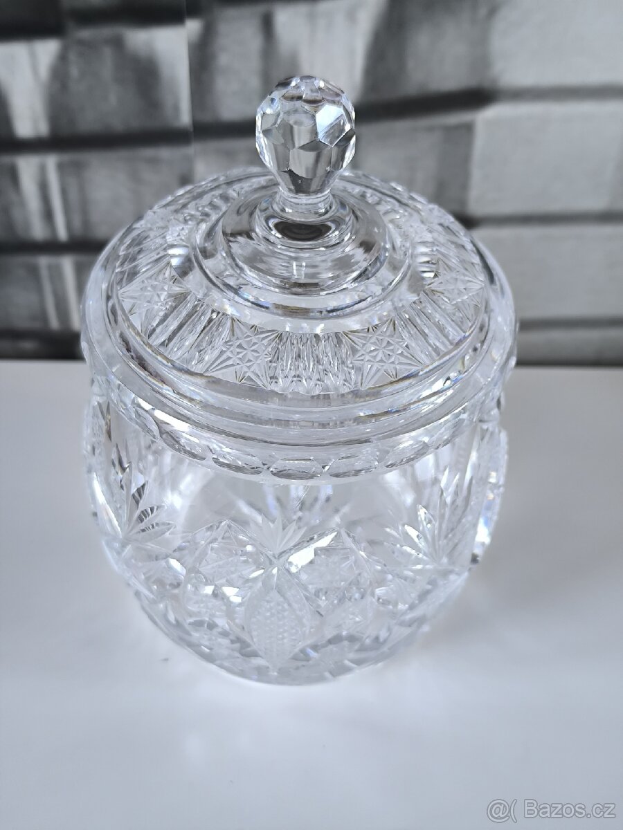 Ručně broušená křišťálová dóza - cukřenka - 10