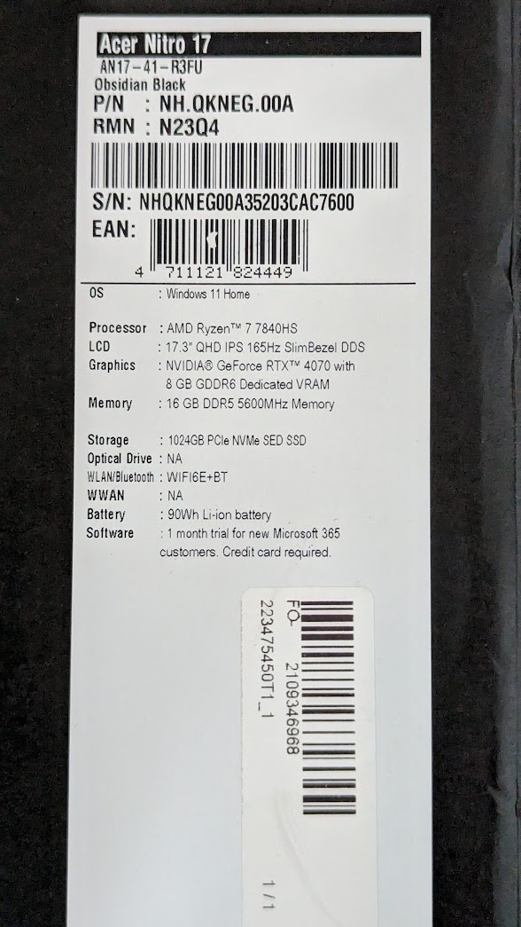 top Nový Acer Nitro 17 AMD R7 16GB 1TB SSD RTX 4070 Win11 - 10