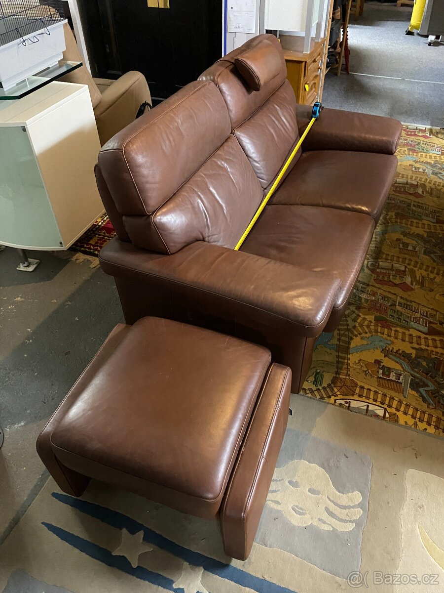 KOŽENÝ DVOUSED Segmüller -D POLOHOVATELNÝ, S PODNOŽNÍKEM - 10