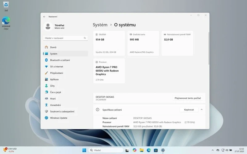 Thinkpad T16 - 32GB ram, 1TB ssd, dotykový dsiplej - 10