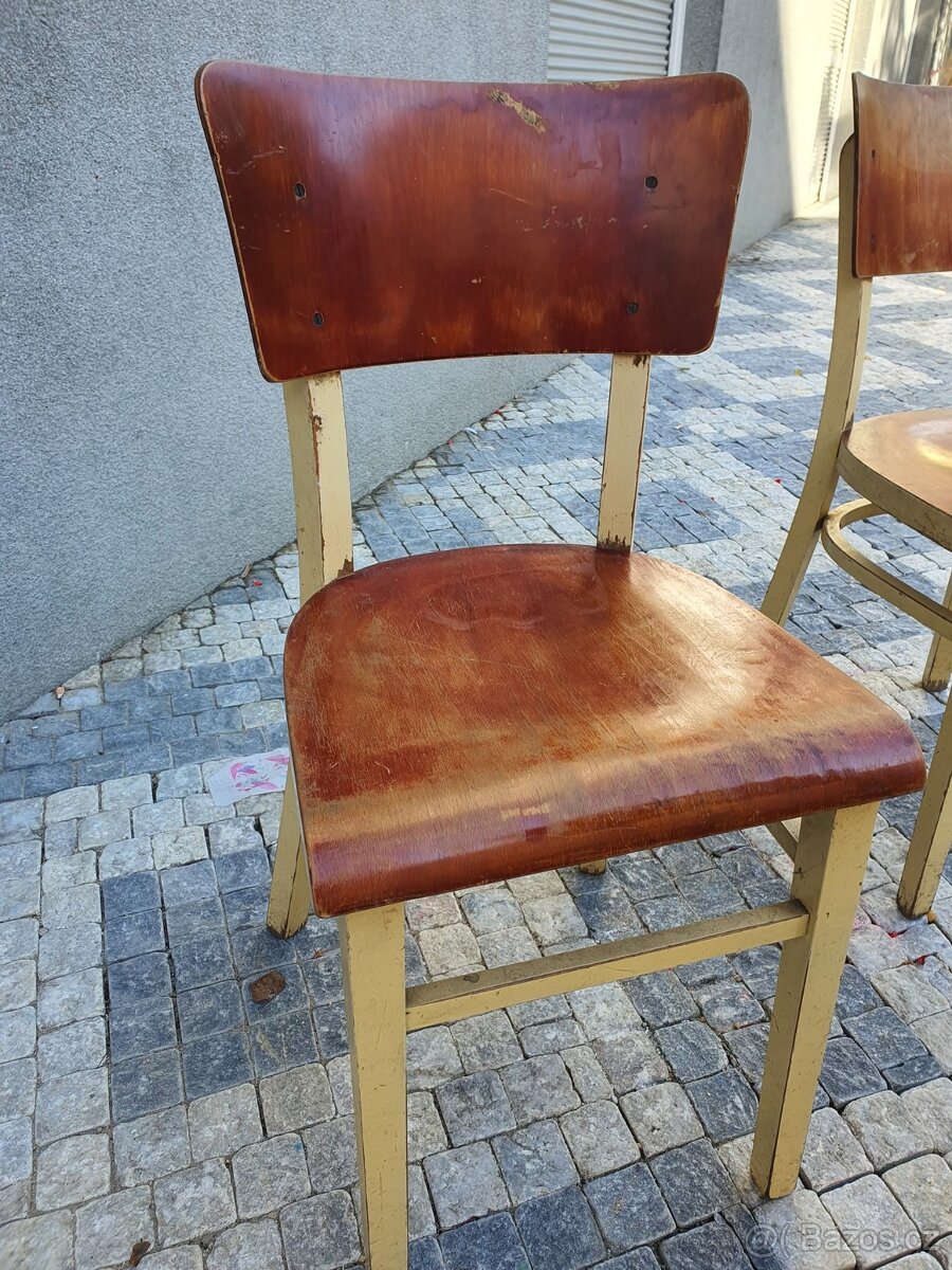 retro poválečné ČSSR židle 4ks socialismus 1950 - 1960 - 10