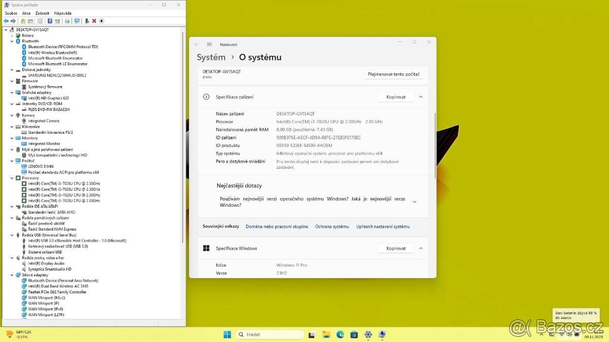 LENOVO V130 /i3-7020/8GB/SSD256GB/FULLHD/WIN11/ZÁRUKA - 10