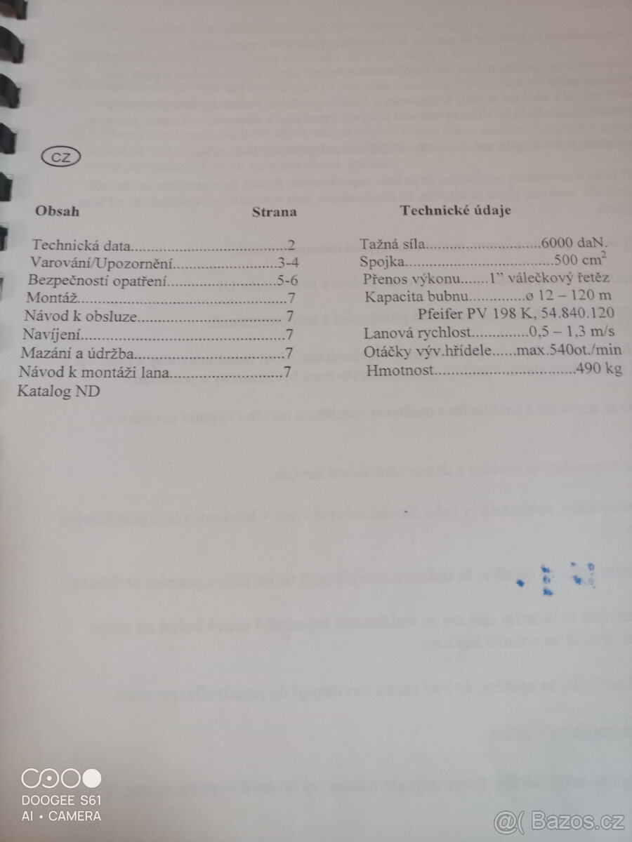 Lesní lanový naviják Fransgard V-6000GS - EH - 10