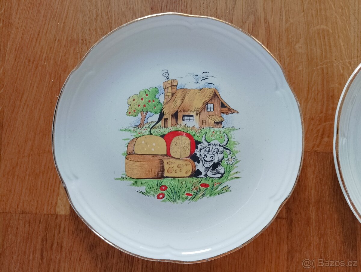 VINTAGE SÝROVÉ TALÍŘE MOULIN DES LOUPS, ORCHIES - 10