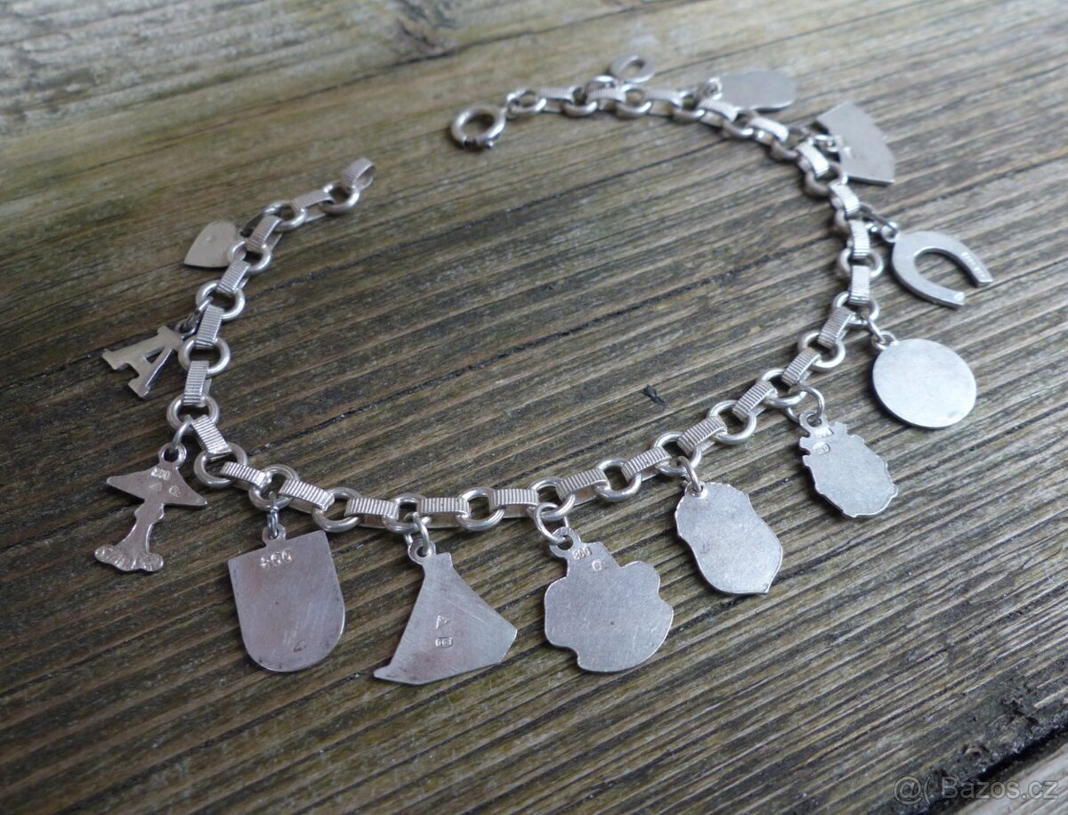 Žebrácké náramky, stříbrné náramky s ověsky - 10