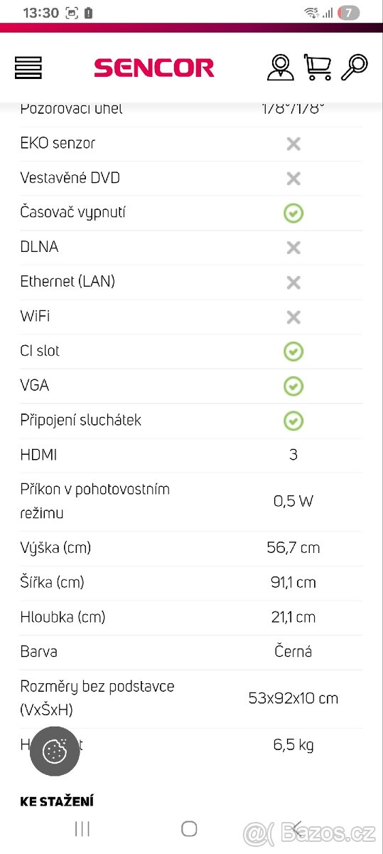 Televize Sencor 100cm (40"),včetně držáku - 10