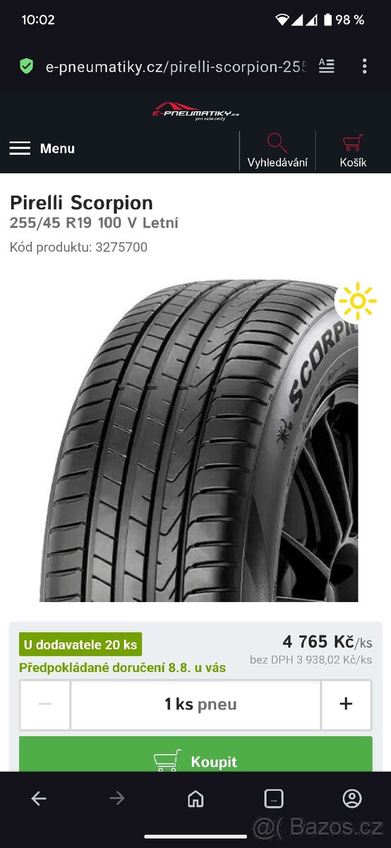 255/45 R19 100V Pirelli Scorpion Verde LETNÍ - 10