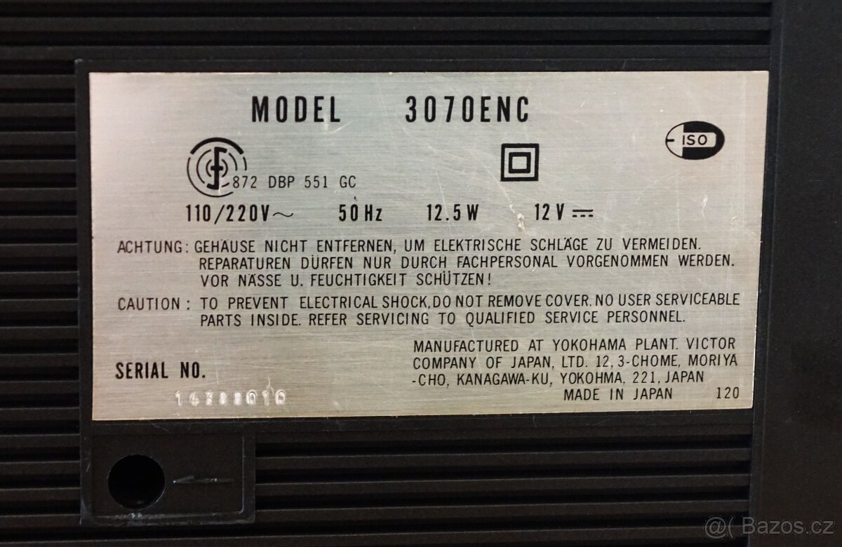 JCV model 3070 - RADIO-TV-CASSETTE RECORDER - 10