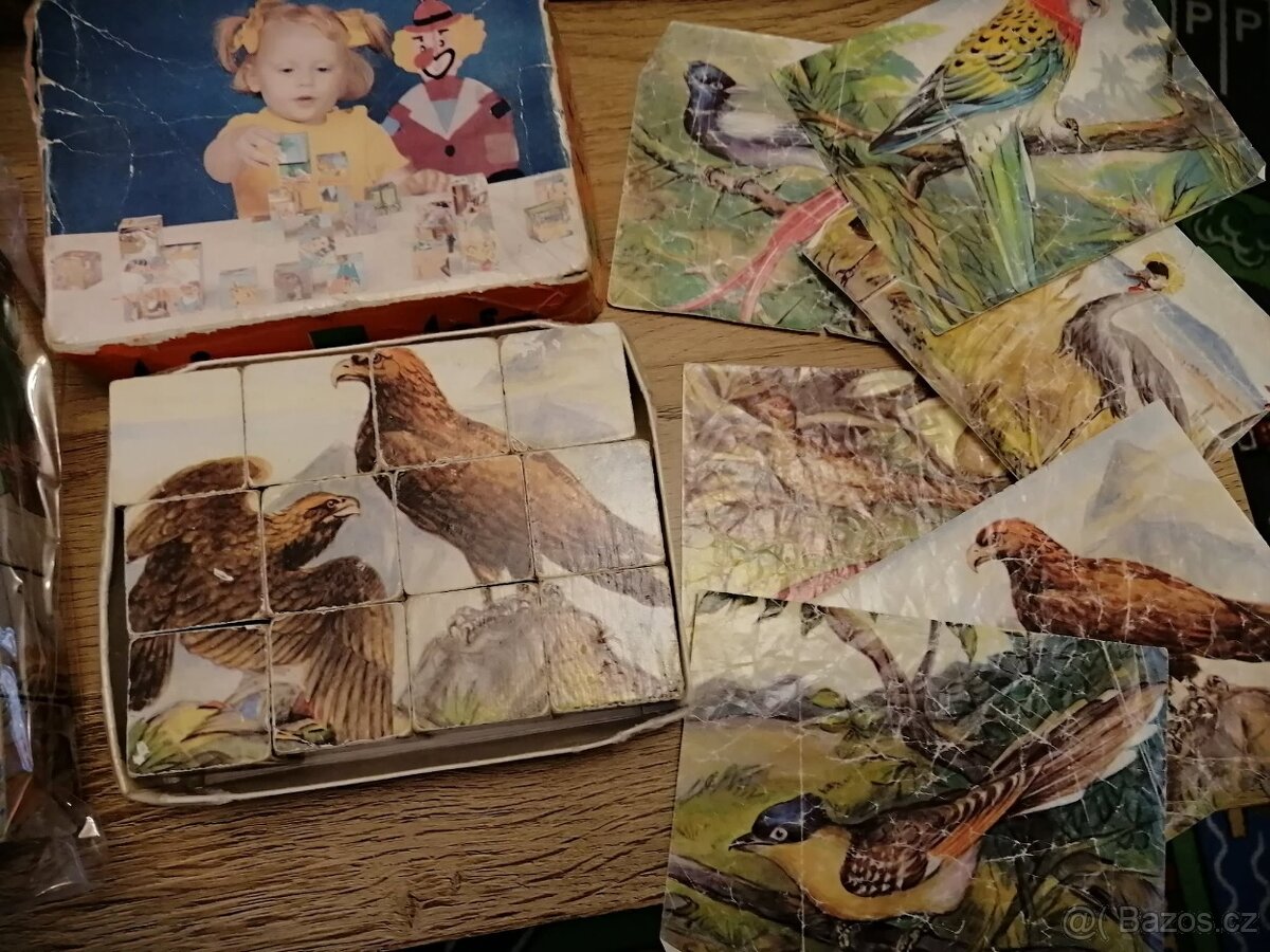 11x retro dřevěné kostky - retro hračky hry - prodej sbírky - 10