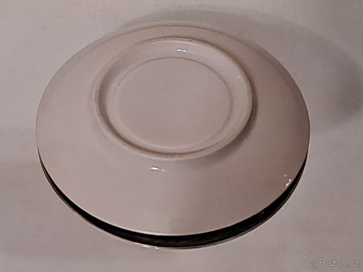 Starožitný hrneček s podšálkem v barvě kobaltové modři - 10