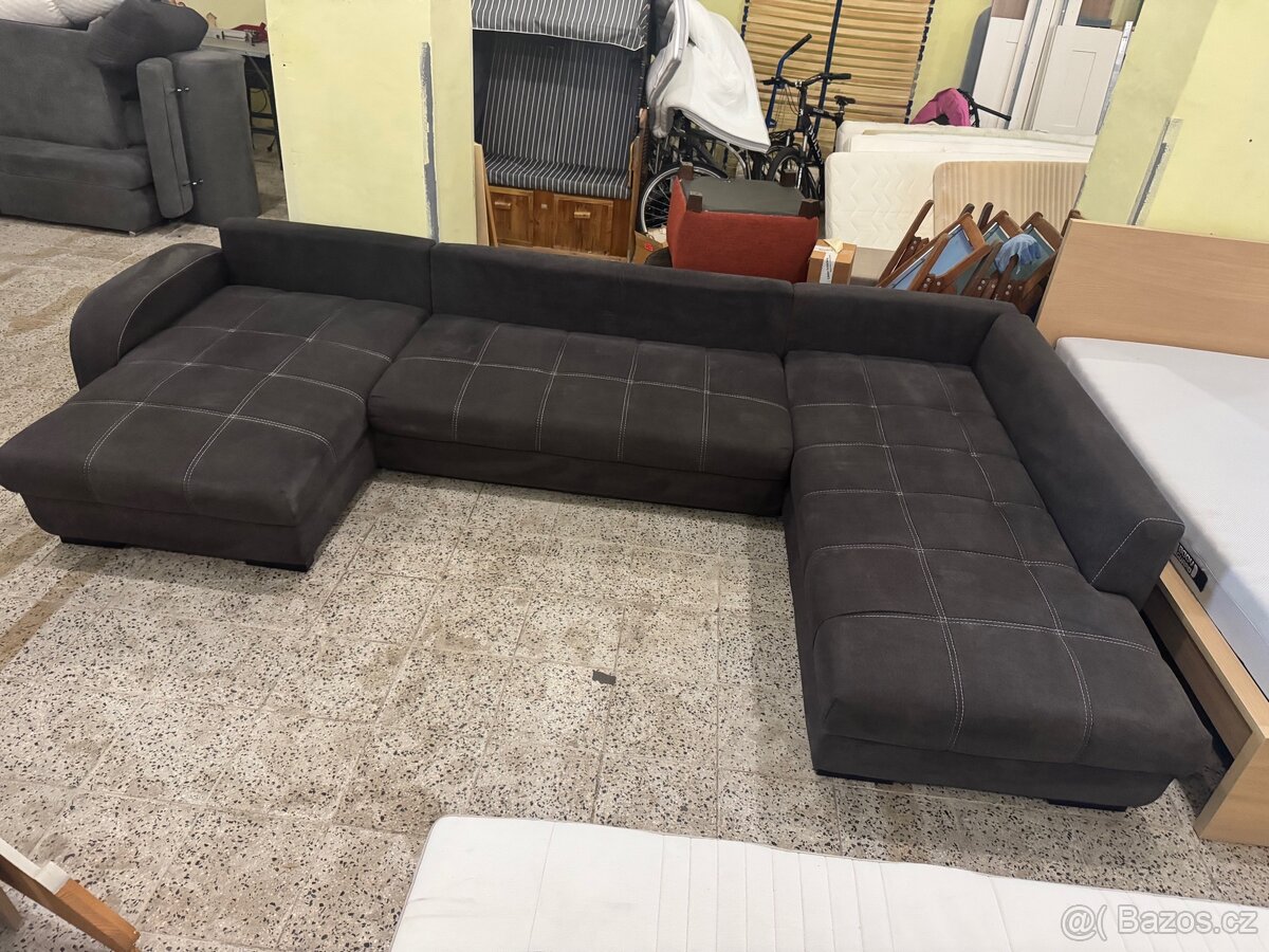 Kvalitní hnědá veliká sedací souprava ROZKLÁDACÍ - 10