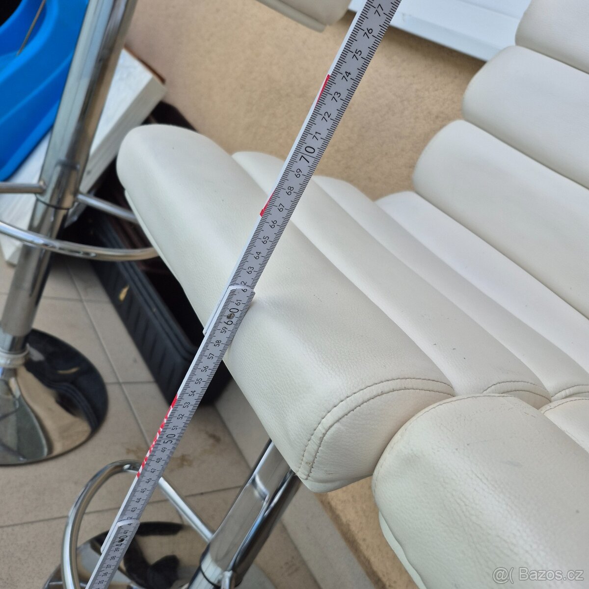 Bílé kožené barové židle barovky - 10