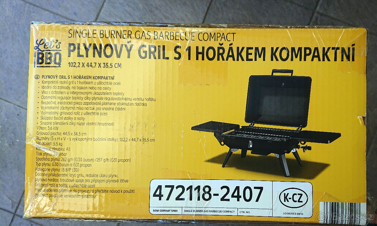 Stolní plynový gril s 1 hořákem kompaktní - nový , nepoužitý - 10