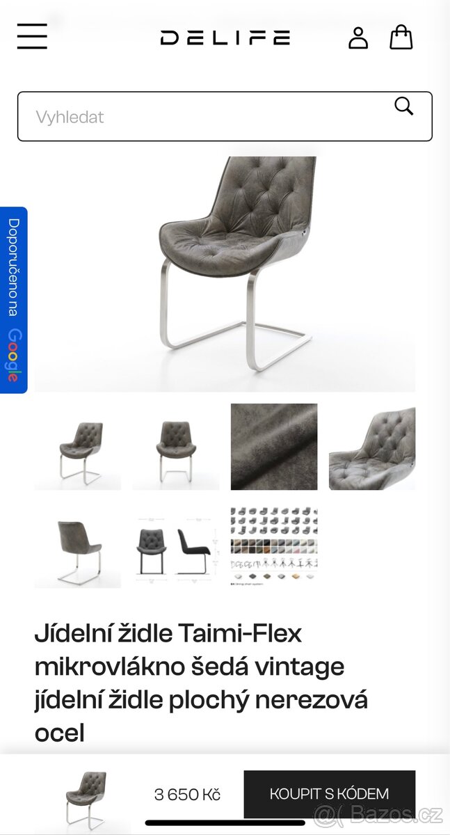 2x NOVÉ jídelní Šedé křesílka-židle zlatá podnož - 10