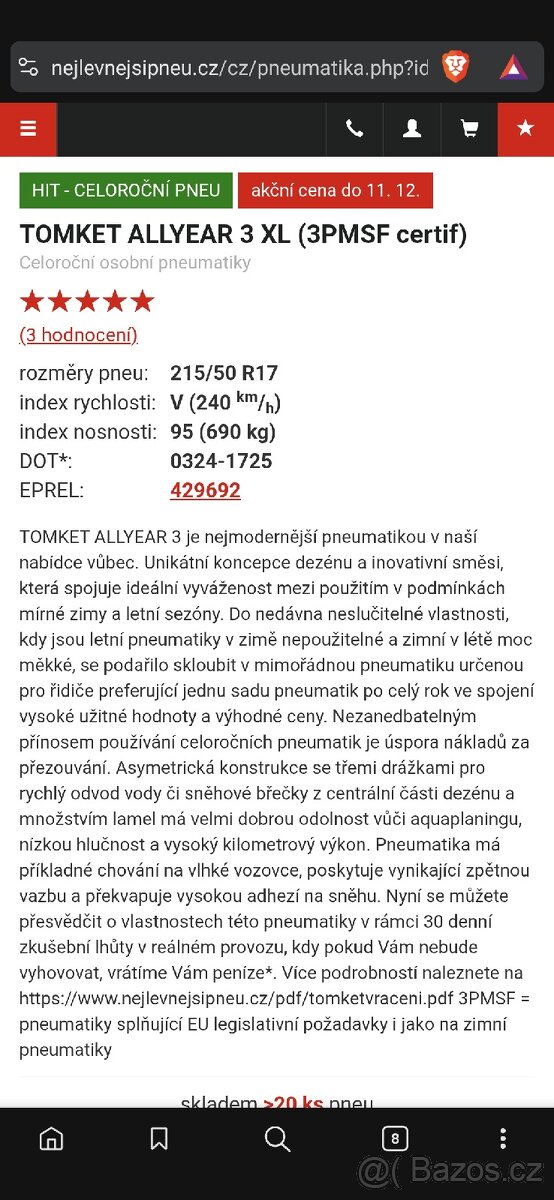 TOMKET ALLYEAR 3 XL 215/50 R17 4ks - 10